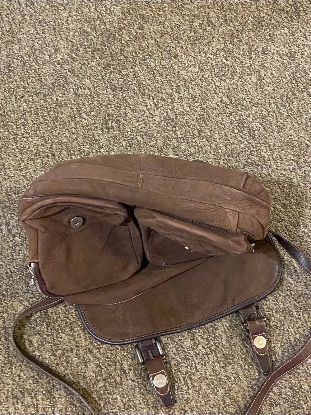 VTG,Georgetown Leather Design Men's Brown Messenger Bag with Dual Front Pockets